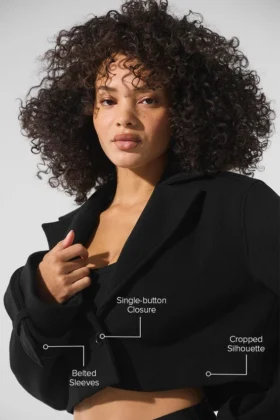 Korte Metro-trenchcoat van wol – Zwart