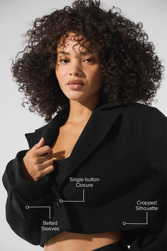 Korte Metro-trenchcoat van wol – Zwart