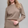 Korte New Class-trui met ronde hals van wol en kasjmier - Chai Latte