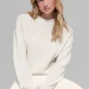 Korte New Class-trui met ronde hals van wol en kasjmier - Ivory