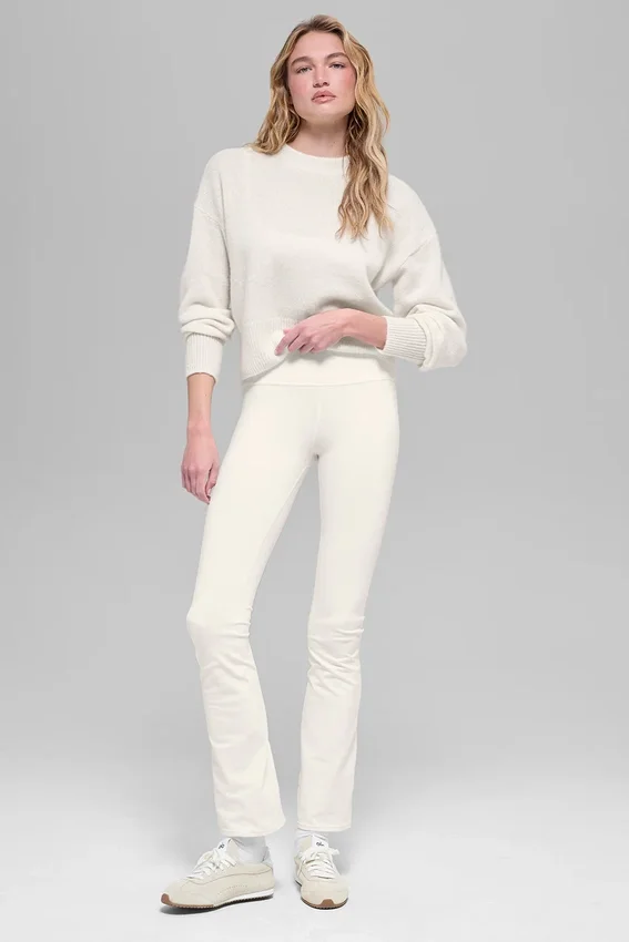 Korte New Class-trui met ronde hals van wol en kasjmier - Ivory