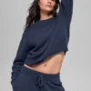 Korte New Class-trui met ronde hals van wol en kasjmier - Navy
