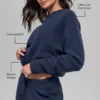 Korte New Class-trui met ronde hals van wol en kasjmier - Navy