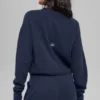 Korte New Class-trui met ronde hals van wol en kasjmier - Navy