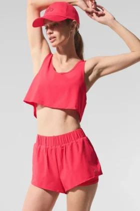 Korte Sport Star-tanktop – Candy Red