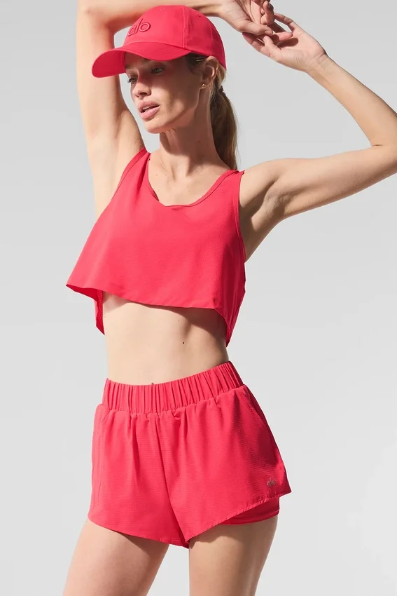 Korte Sport Star-tanktop - Candy Red