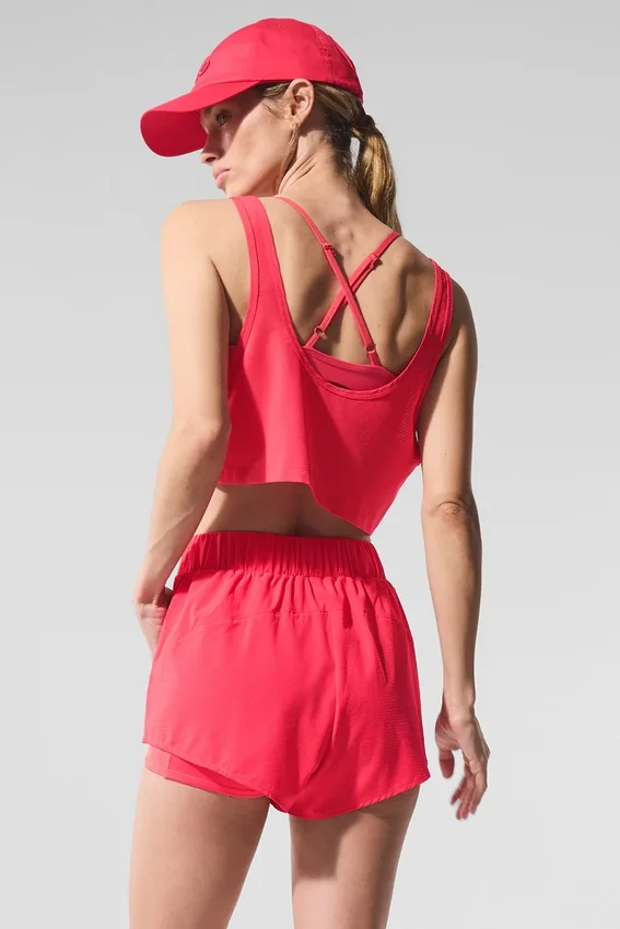 Korte Sport Star-tanktop - Candy Red