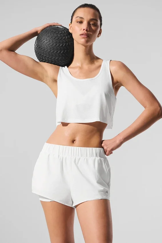 Korte Sport Star-tanktop - Wit
