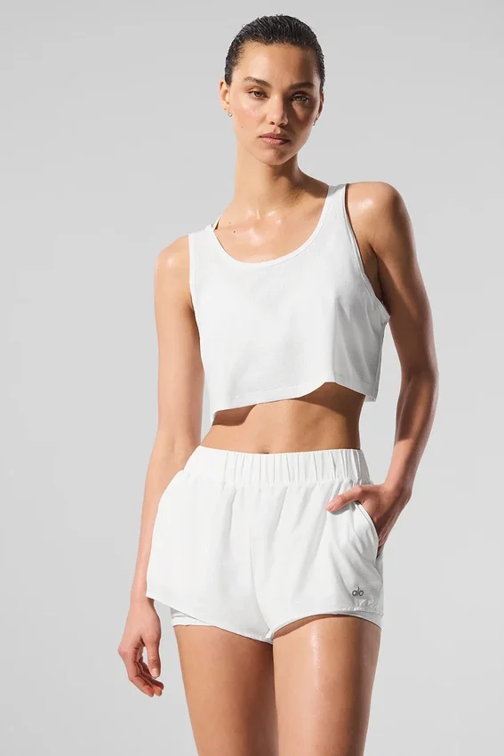 Korte Sport Star-tanktop - Wit