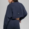 Korte Sway-trui met ronde hals - Marineblauw