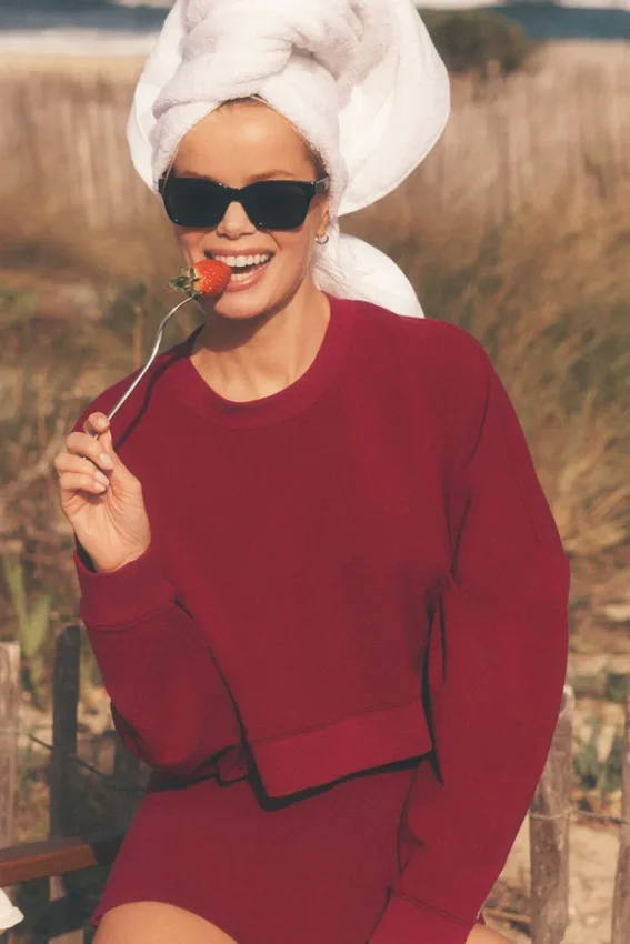 Korte Sway-trui met ronde hals - Summer Romance Red