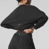 Korte Sway-trui met ronde hals - Zwart
