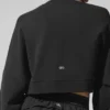 Korte Sway-trui met ronde hals - Zwart