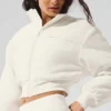 Korte Wintry Mix-jas van polar fleece - ivoor
