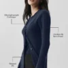 Lang, doorschijnend kasjmier vest - marineblauw