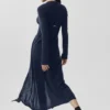 Lang, doorschijnend kasjmier vest - marineblauw