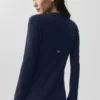 Lang, doorschijnend kasjmier vest - marineblauw