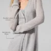 Lange, doorschijnende kasjmier vest - Athletic Heather Grey