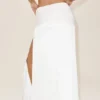 Lange rok met lage taille van zijden mix – Radiance – Wit