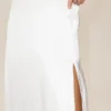 Lange rok met lage taille van zijden mix – Radiance – Wit