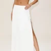 Lange rok met lage taille van zijden mix – Radiance – Wit