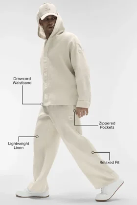 Linen Days broek met rechte pijpen – Bone