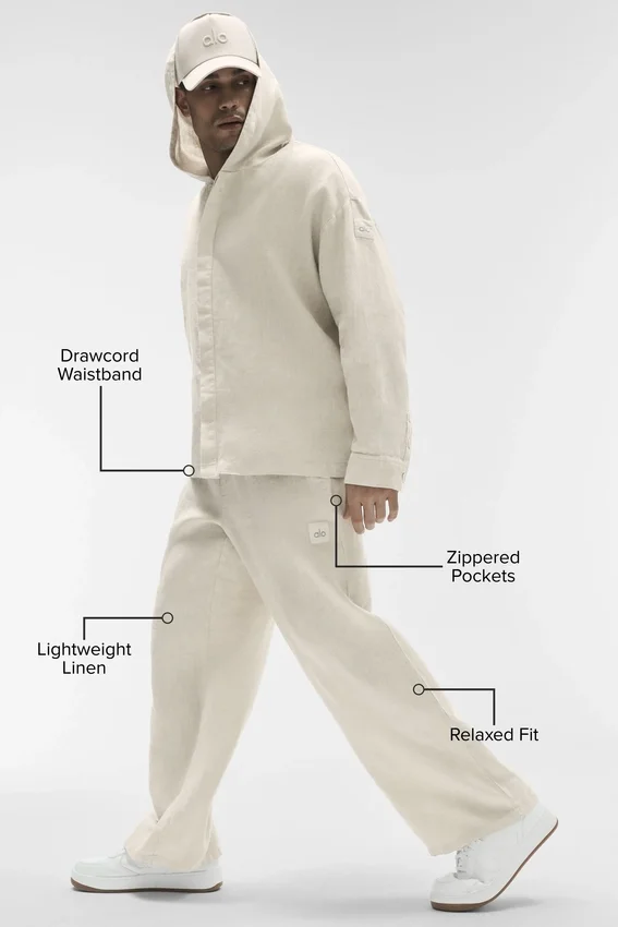 Linen Days broek met rechte pijpen - Bone