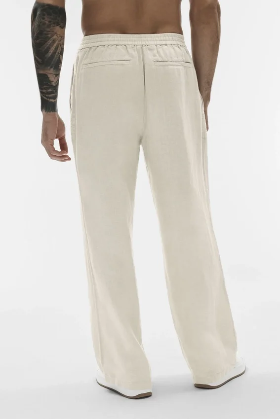 Linen Days broek met rechte pijpen - Bone