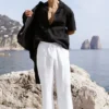 Linen Days broek met rechte pijpen - Wit