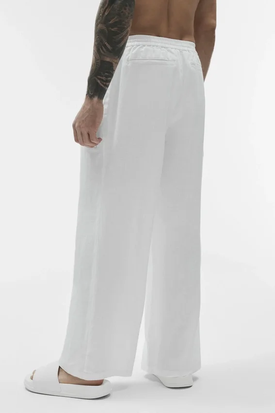 Linen Days broek met rechte pijpen - Wit