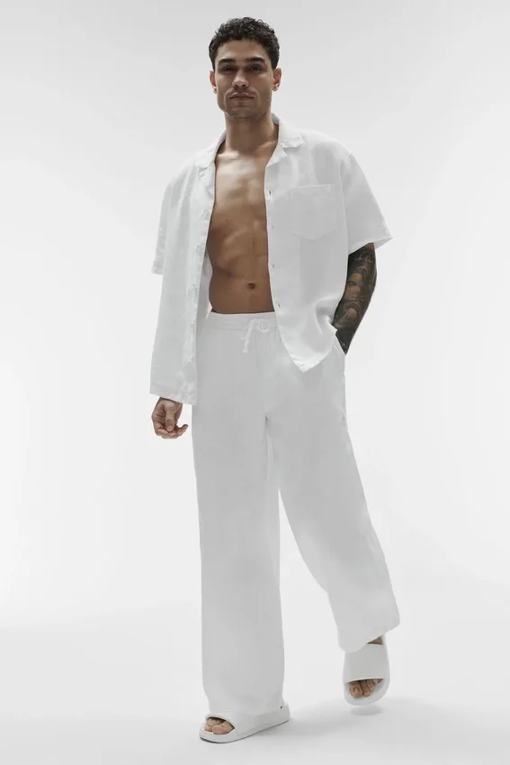 Linen Days broek met rechte pijpen - Wit