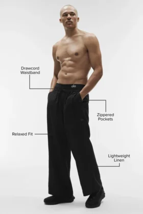 Linen Days broek met rechte pijpen – Zwart