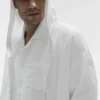Linen Days Hoodie met knoopsluiting - Wit