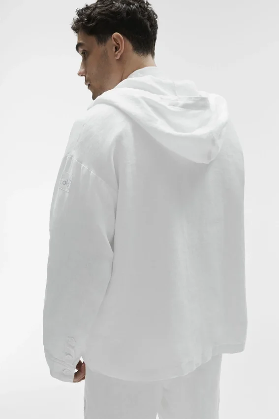Linen Days Hoodie met knoopsluiting - Wit