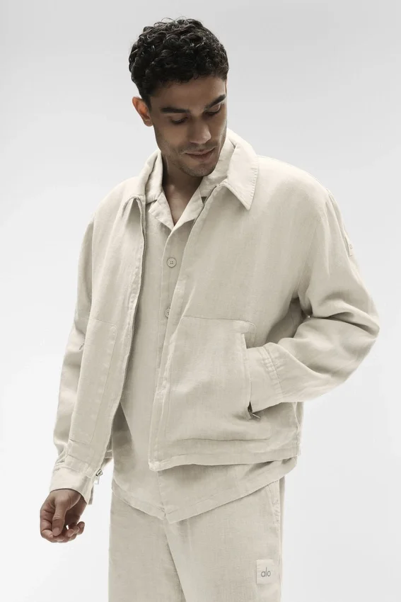 Linen Days-jas met doorlopende rits – Bone