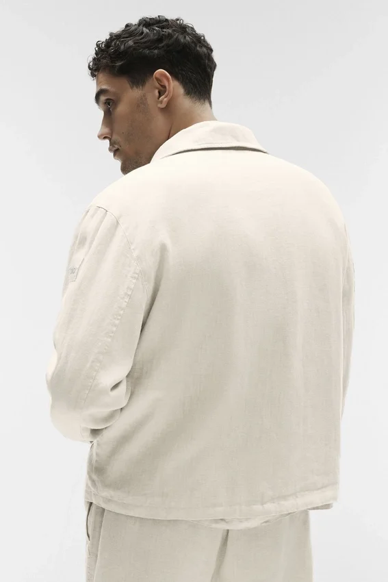 Linen Days-jas met doorlopende rits – Bone