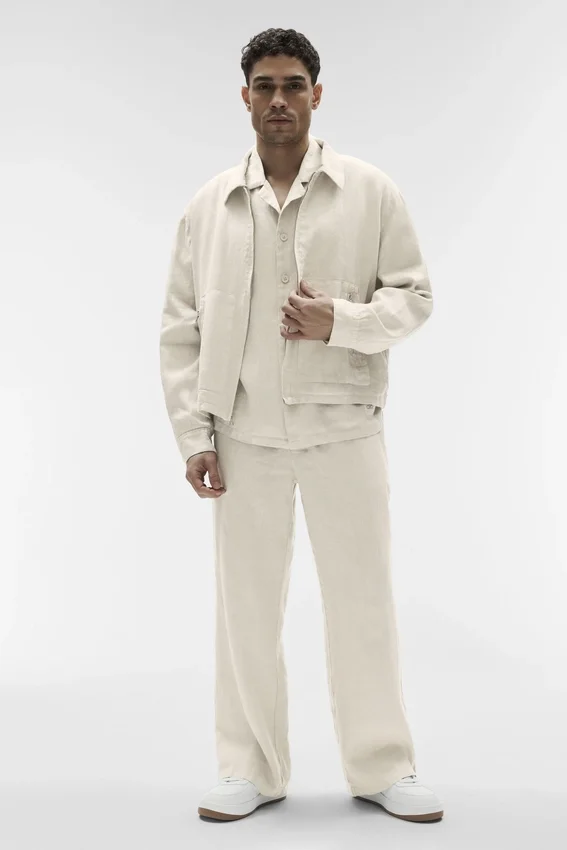 Linen Days-jas met doorlopende rits – Bone