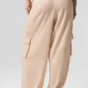 Linen Getaway Cargo-broek met wijde pijpen - Macadamia