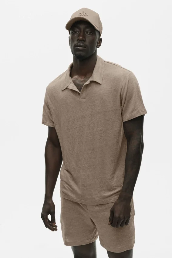 Linnen jersey Coastal polo met korte mouwen - Gravel