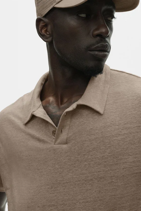 Linnen jersey Coastal polo met korte mouwen - Gravel