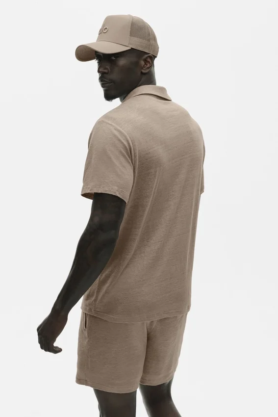 Linnen jersey Coastal polo met korte mouwen - Gravel