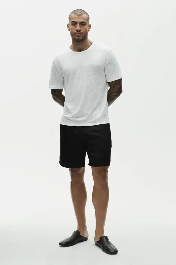 Linnen jersey Coastal T-shirt met korte mouwen - White