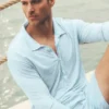 Linnen jersey Coastal trui met lange mouwen - Seaside Blue