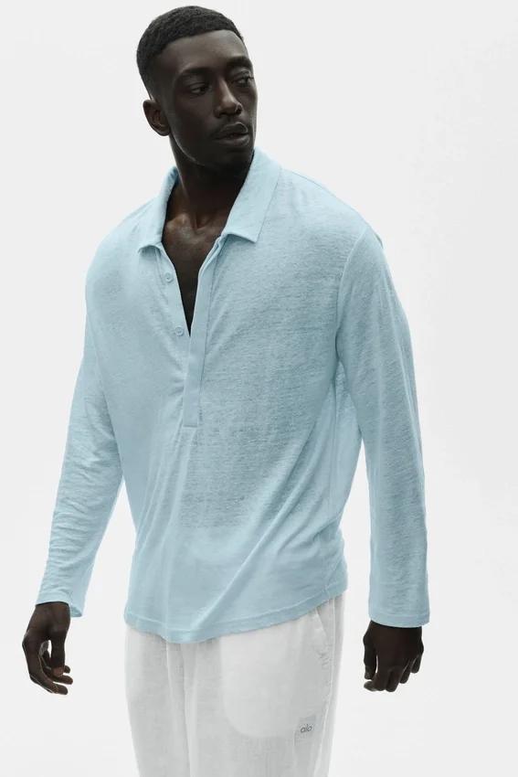 Linnen jersey Coastal trui met lange mouwen - Seaside Blue