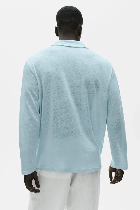 Linnen jersey Coastal trui met lange mouwen - Seaside Blue