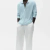Linnen jersey Coastal trui met lange mouwen - Seaside Blue