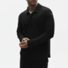 Linnen jersey Coastal trui met lange mouwen – Zwart