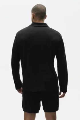 Linnen jersey Coastal trui met lange mouwen – Zwart