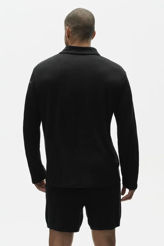 Linnen jersey Coastal trui met lange mouwen – Zwart