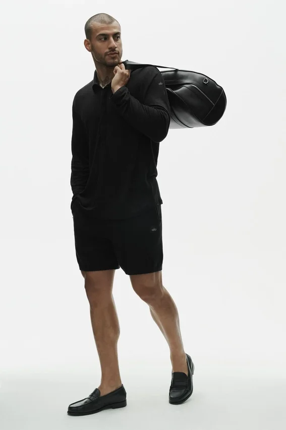 Linnen jersey Coastal trui met lange mouwen – Zwart